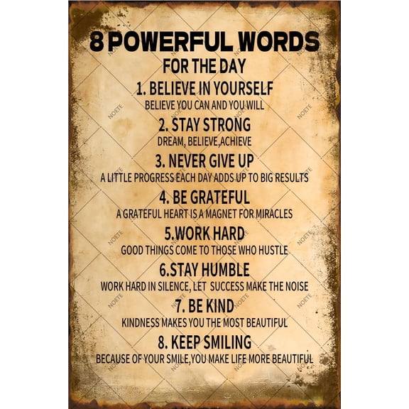 NOETE 12x16 Inch Motivational Metal Tin Sign Uplifting Quotes & Positive Sayings for Home & Office Unframed Canvas Poster Perfect for Living Room, Bedroom, or Workspace Inspirational Decor