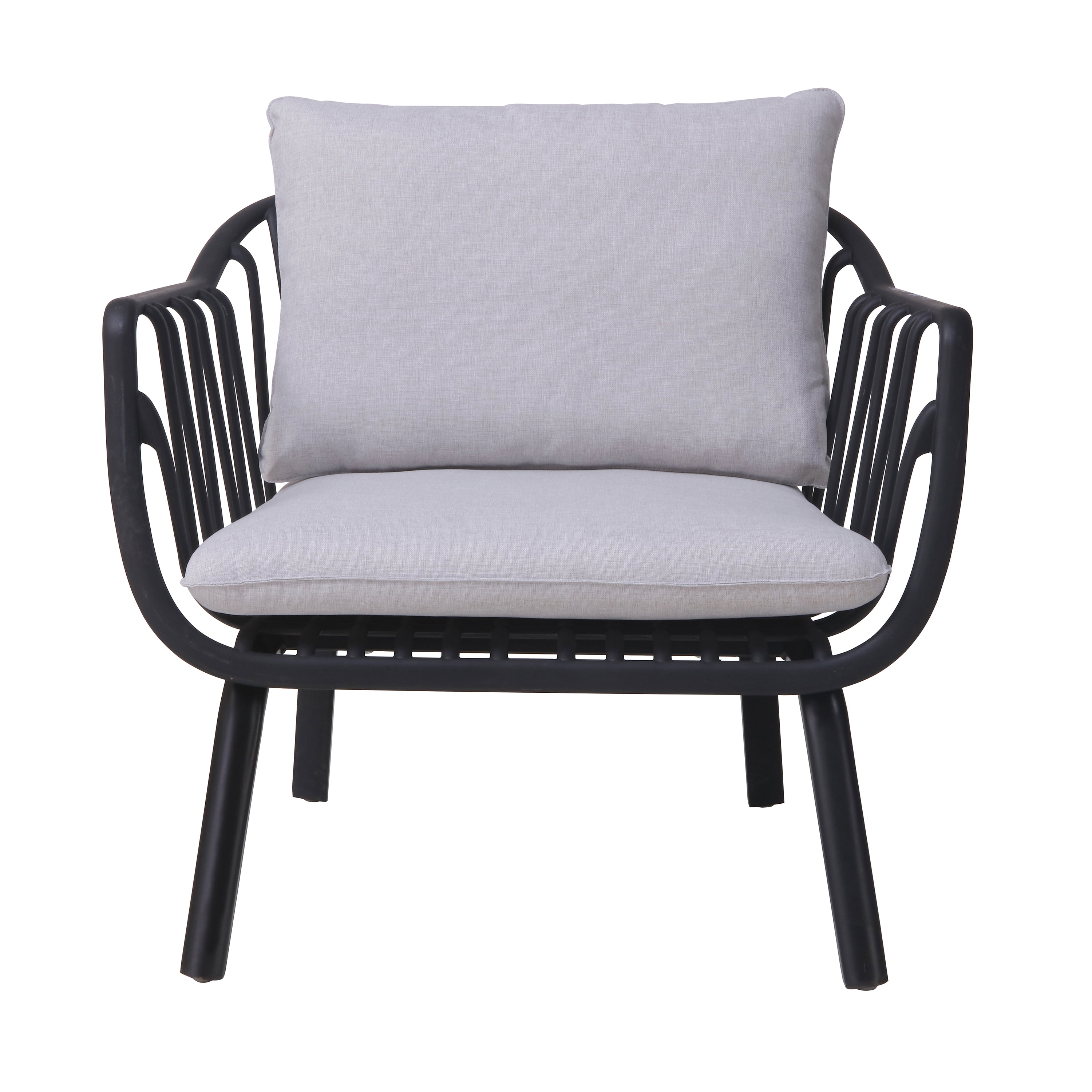 Outdoor PP Frame Patio Club Chairs Set of 2 for Patio Balcony Garden, Black