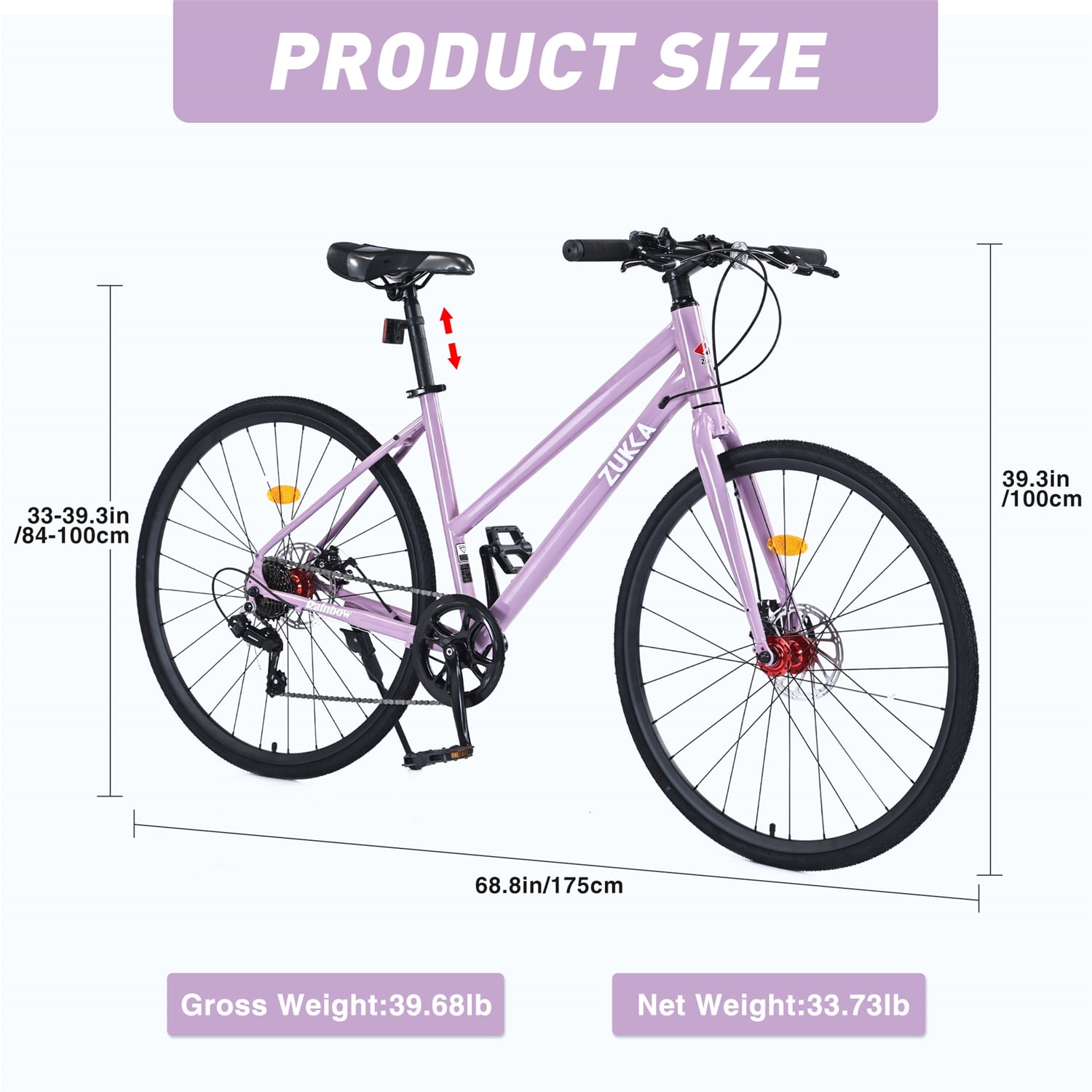 Road Hybrid Bike 28 inch, 700C Wheels Road Bike with 7 Speeds