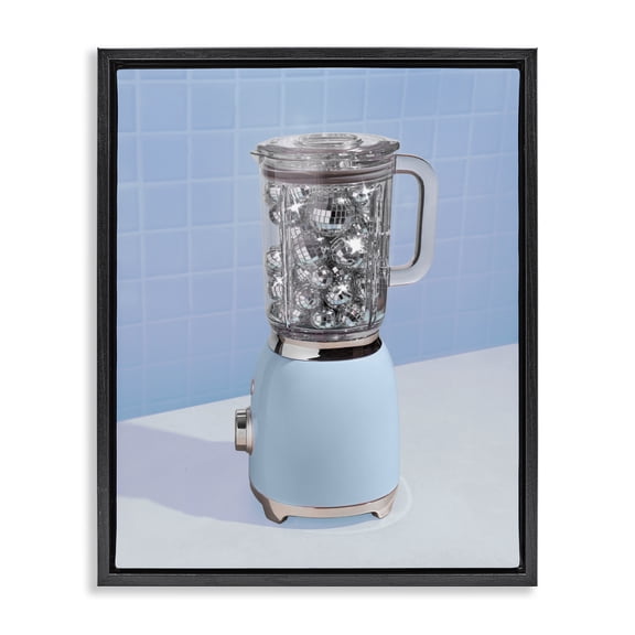 Stupell Industries Contemporary Disco Drink Mixer over Blue Black Floating Frame Canvas Art, 17 x 21, by LISH Creative