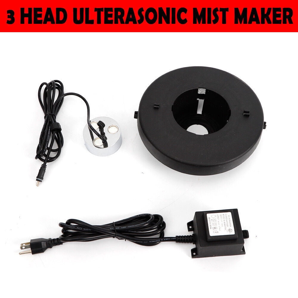 Miumaeov 3-Head Ultrasonic Mist Maker Fogger AC 36V 60W Air Humidifier Hydroponics Water Fountain Pond Fog Machine 900ml/h