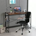 thumbnail image 3 of Gymax Folding Computer Desk Writing Study Desk Home Office w/ 6 Hooks Brown, 3 of 10