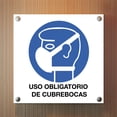 thumbnail image 3 of Señalamiento: "Uso obligatorio de cubrebocas", azul y blanco. Impreso sobre plástico estireno calibre 40, medidas: 20 x 20 cm, ideal para interiores y exteriores. Letrero, Señal informativa cuadrada., 3 of 5