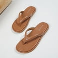 thumbnail image 5 of Flip Flops for Women Dressy Summer Slip on Slides Lightweight Thong Sandals Comfortable Memory Foam Slippers Brown Size 8.5, 5 of 7