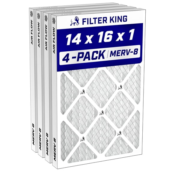 Filter King 14x16x1 Air Filter MERV 8, AC Furnace Filters (4-Pack)