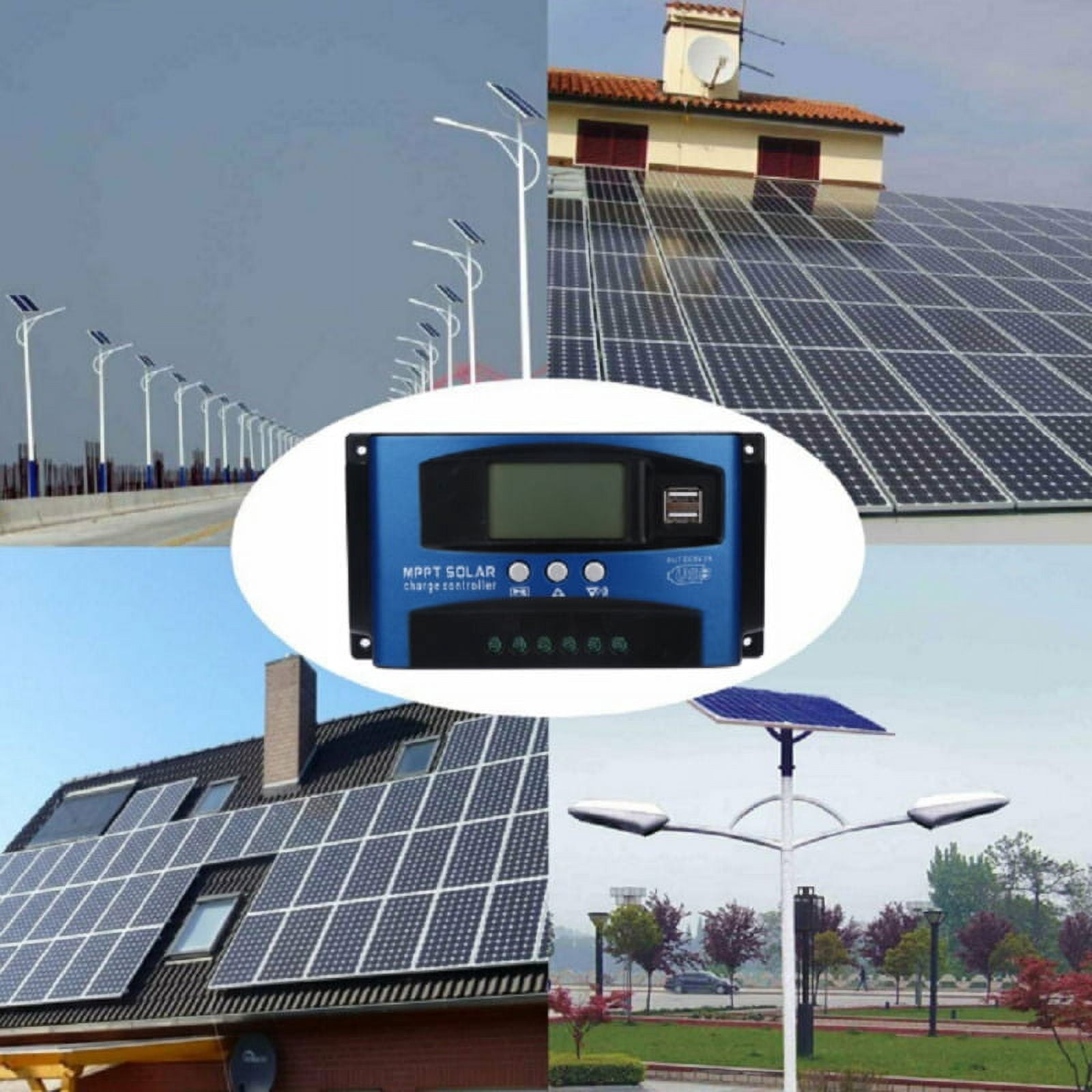 30/40/50/60/100A MPPT Solar Panel Regulator Charge Controller 12V/24V Auto Focus