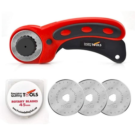 Precision Quilting Tools 45Mm Deluxe Rotary Cutter With 3 Extra Blades Red