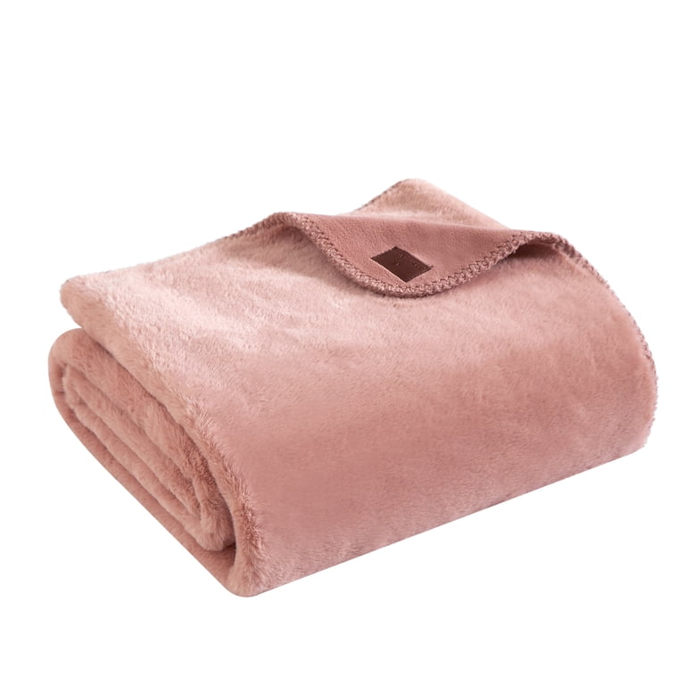 Cozy Haven Luxury Reversible Faux Fur Pink Throw Blanket photo 6