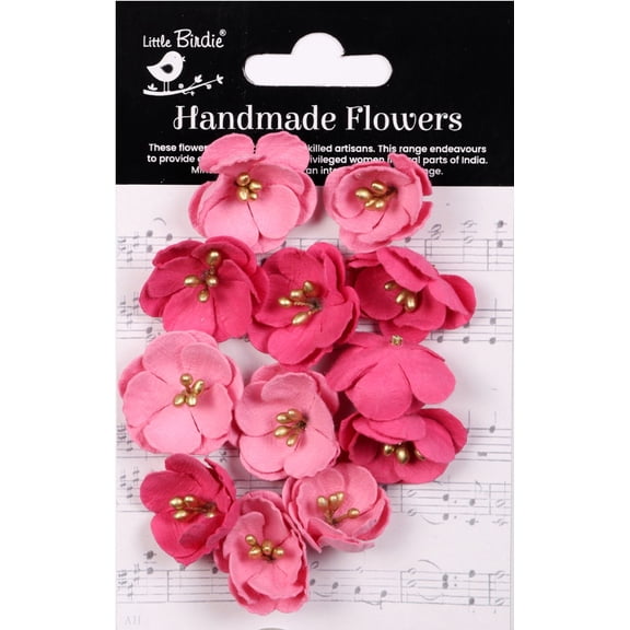 Little Birdie Embossed Daisies Paper Flowers 12/Pkg-Precious Pink