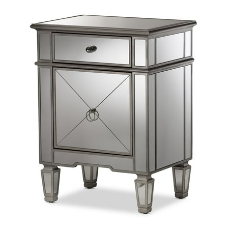 Baxton Studio Claudia Mirrored Nightstand Com Baxton Studio Claudia Mirrored