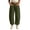 Army Green, variant on Womens High Waist Single Button Barrel Cropped Pants Dual Square Patch Pockets Zipper Fly Solid Color Loose Casual Daily Walking Trousers