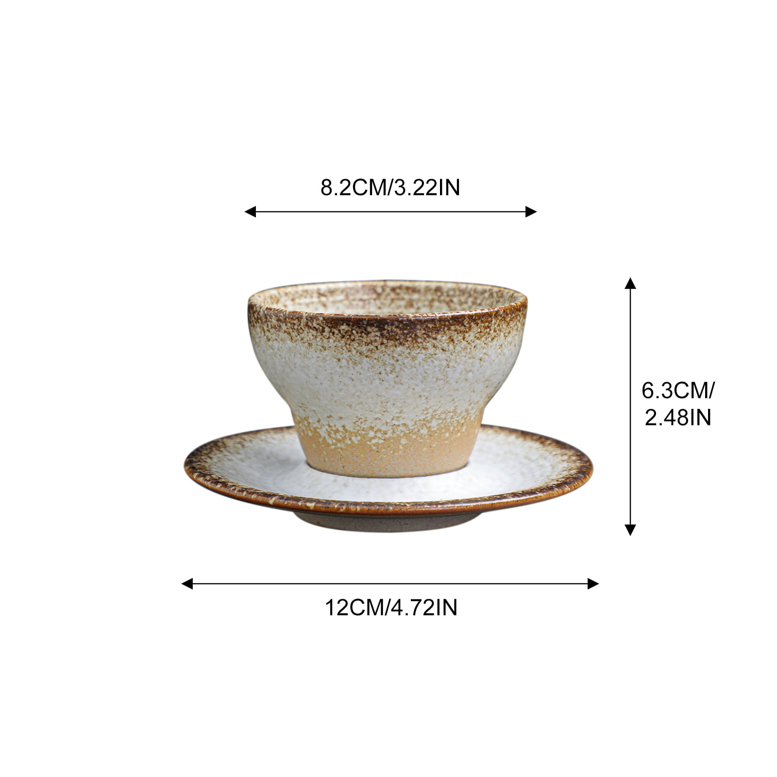 2 Pottery Black Cone Shape Espresso Cups, Set of Two 4oz Ceramic