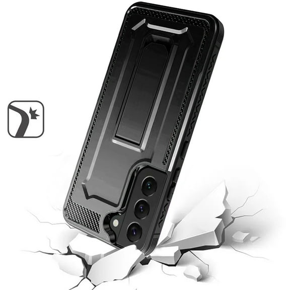 For Samsung S23 Elegant Hybrid With Kickstand Case Cover - Black
