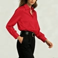 thumbnail image 5 of vigerkar Soft Breathable Stretch Satin Silk Button Down Shirts for Women Long Sleeve Blouses Work Dress Tops (Red, M), 5 of 7
