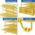 thumbnail image 3 of 7 Tier Desk File Organizer, Letter Tray Paper Organizer with Pen Holder and Metal Hanging Basket, Gold, 3 of 5