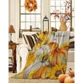 thumbnail image 2 of Thanksgiving Sunflower White Pumpkin Linen Flannel Blanket for Bed,Travel and Camping, Super Soft Cozy Blanket for All Seasons 32"x48", 2 of 6