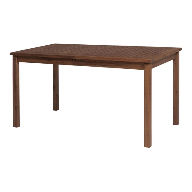 Walker Edison Crosswinds Acacia Wood Patio Dining Table with Slatted Surface, Dark Brown (1 Count)