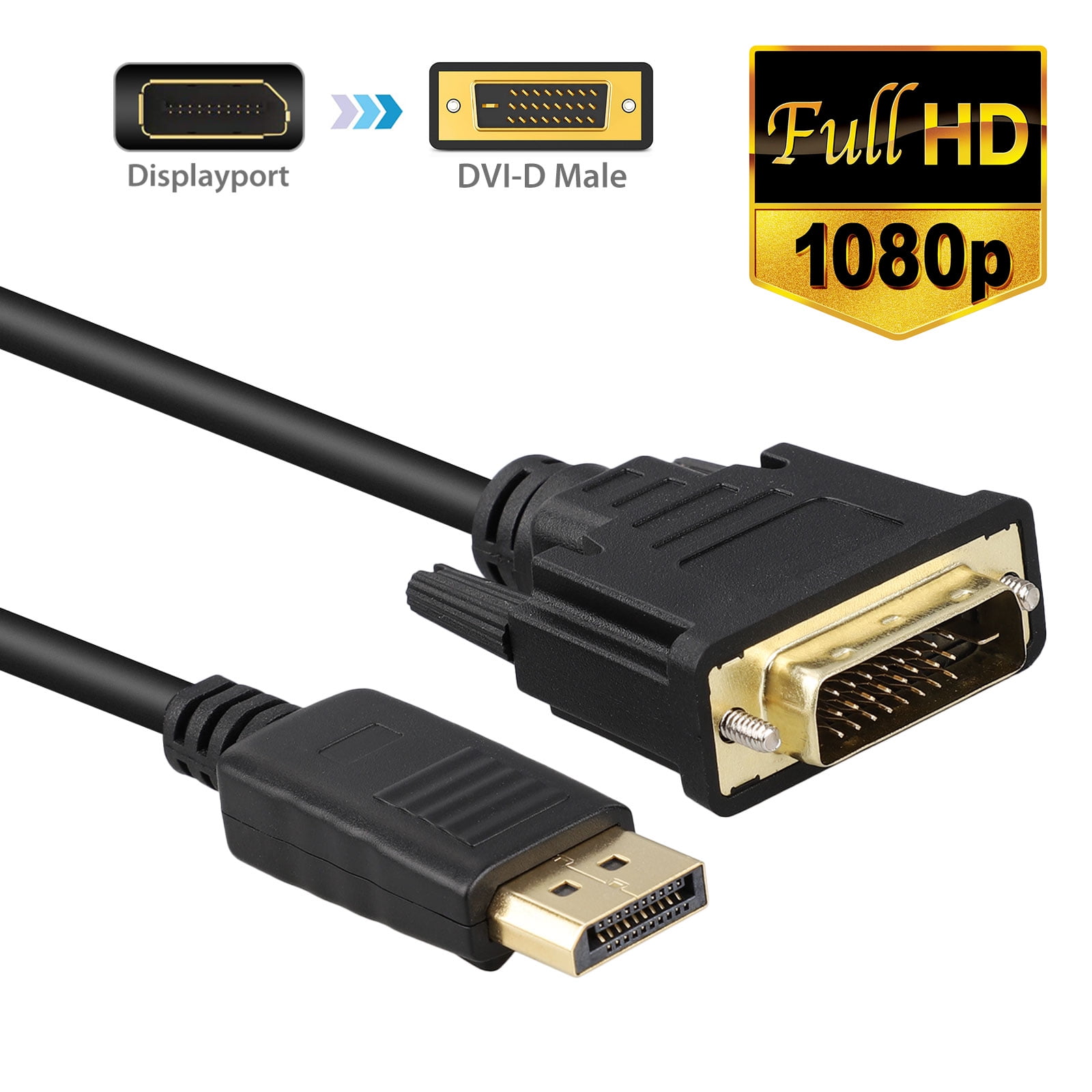 DisplayPort to DVI Cable, DP to DVI Cable 6FT, Male Display Port in to