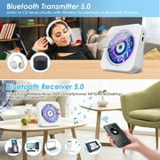 Qoosea CD Player with Speakers Bluetooth Desktop CD Players for Home Radio CD Player with Remote Control HiFi Speakers Dust Cover LED Screen Timer Supports AUX USB TF Card Playback