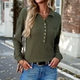 thumbnail image 3 of Blusa Mangas Largas Camisas con botones para mujer, blusas elegantes de punto informales, blusas cómodas para primavera y otoño Ygjytge ejercito verde T L para Mujer, 3 of 6