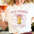 thumbnail image 5 of Beer Drinkers Social Club T-Shirt, Coquette Pink Bow Tee for Girly Summer Bachelorette Vibes, 5 of 6