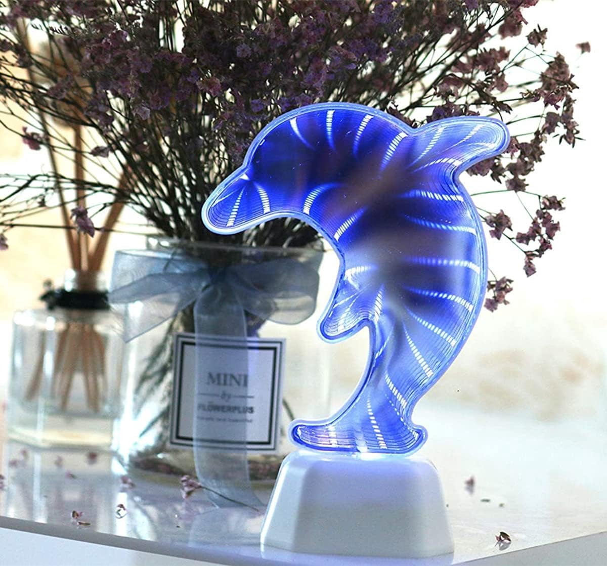 EONQY LED Night Lamp, Tunnel Light 3D Infinity Mirror Light Cute Heart Wall Decor Lights for Christmas Party Room Wedding Decor