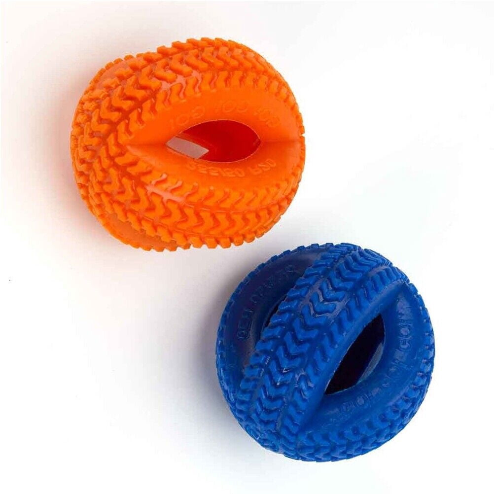Double Tire Heavy Duty Durable Rubber Tough Chewer Dog Dental Health Toy 4 Inch (Blue)