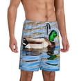 thumbnail image 2 of Vsdgher Shorts de Pyjama pour Hommes Imprimé Canard Colvert Nageant dans une Rivière Bas de Pyjama Légers avec Poches - Grand, 2 of 6