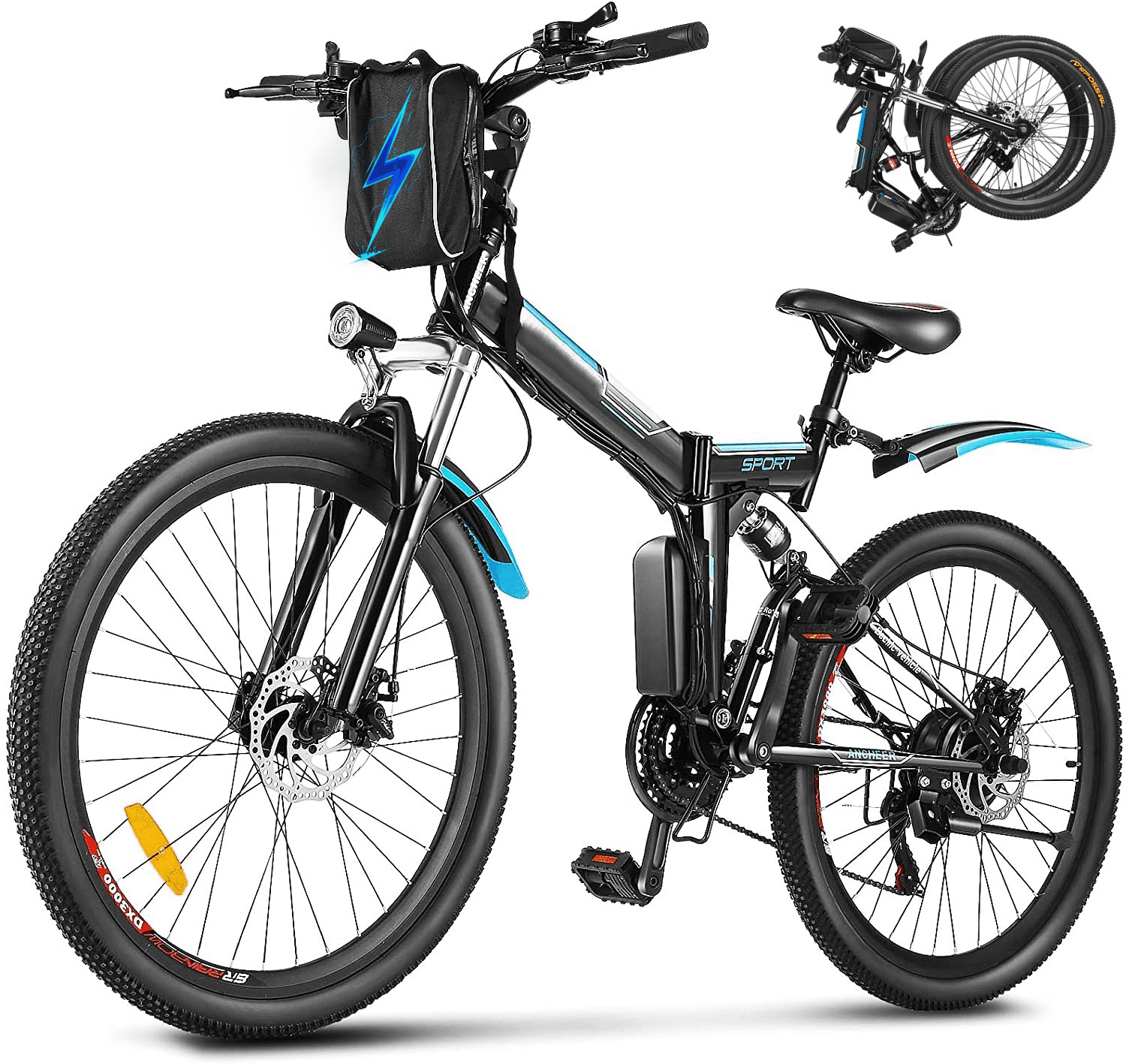 Electric Bike for Adults VIVI Folding Electric Mountain Bicycle Adults 26 inch E-Bike 350W Motor Professional Shimano 21 Speed Gears with Removable36V 8Ah Lithium-Ion Battery