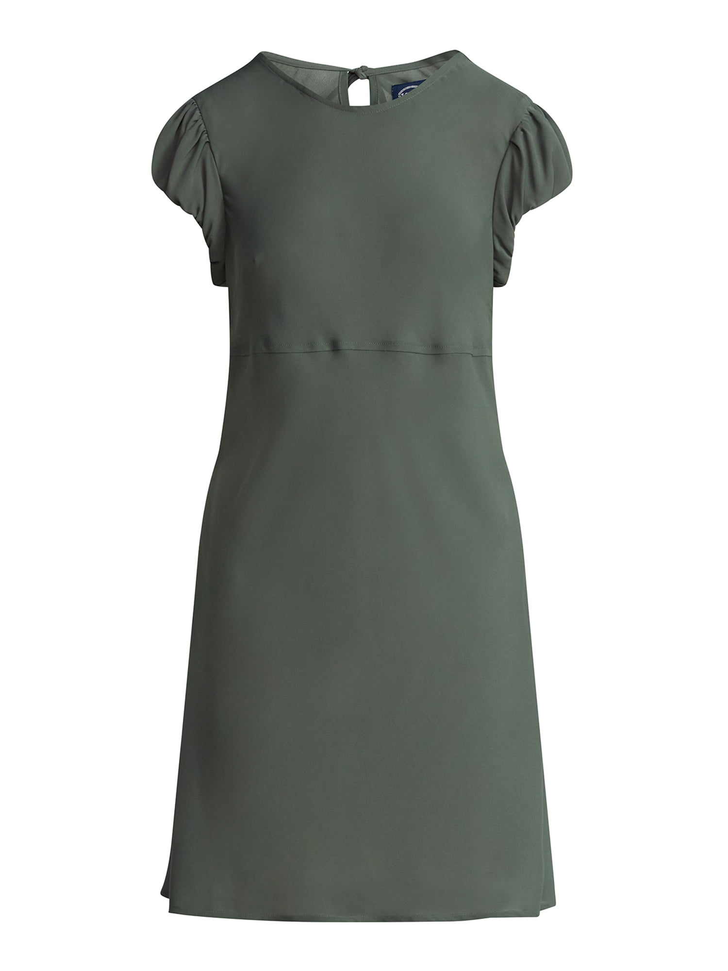 Scoop Women’s and Women’s Plus Tie Back Mini Dress with Volume Sleeves, Sizes XS-4X