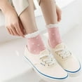 thumbnail image 2 of Polka Dot Ruffle Low Ankle Socks for Women Cute Thin No Show Socks Lightweight Pastal Color Soft Sock 5/6 Pairs, 2 of 7