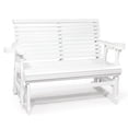 thumbnail image 5 of Ktaxon 2 Seater Outdoor Wood Swing Glider Chair with Cup Holder, 48" Patio Glider for Porch, Heavy Duty 800 LBS, White, 5 of 11