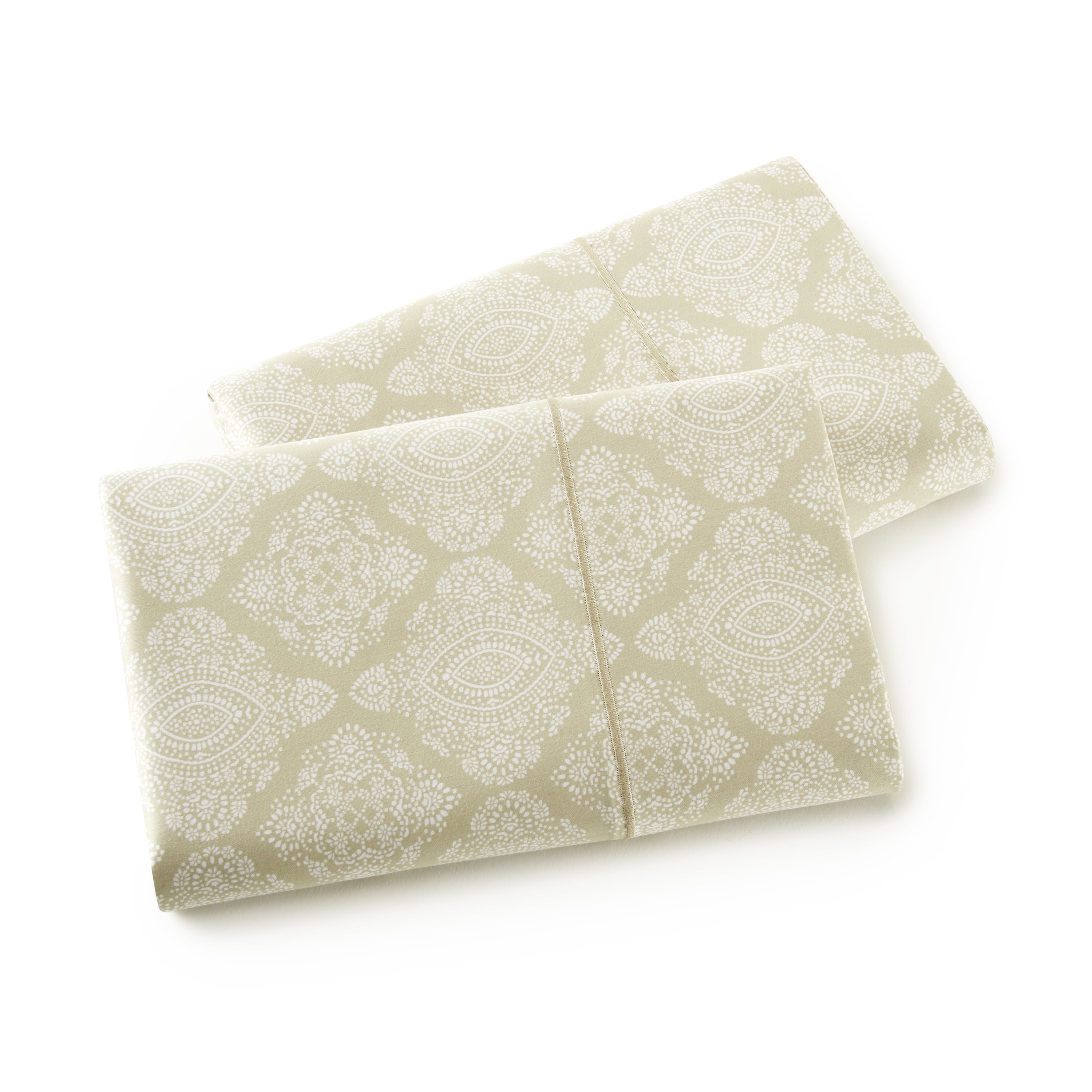 Better Homes & Gardens 2-Piece 400 Thread Count Performance Pillowcase Set, Ogee Print Almond Biscuit, Queen
