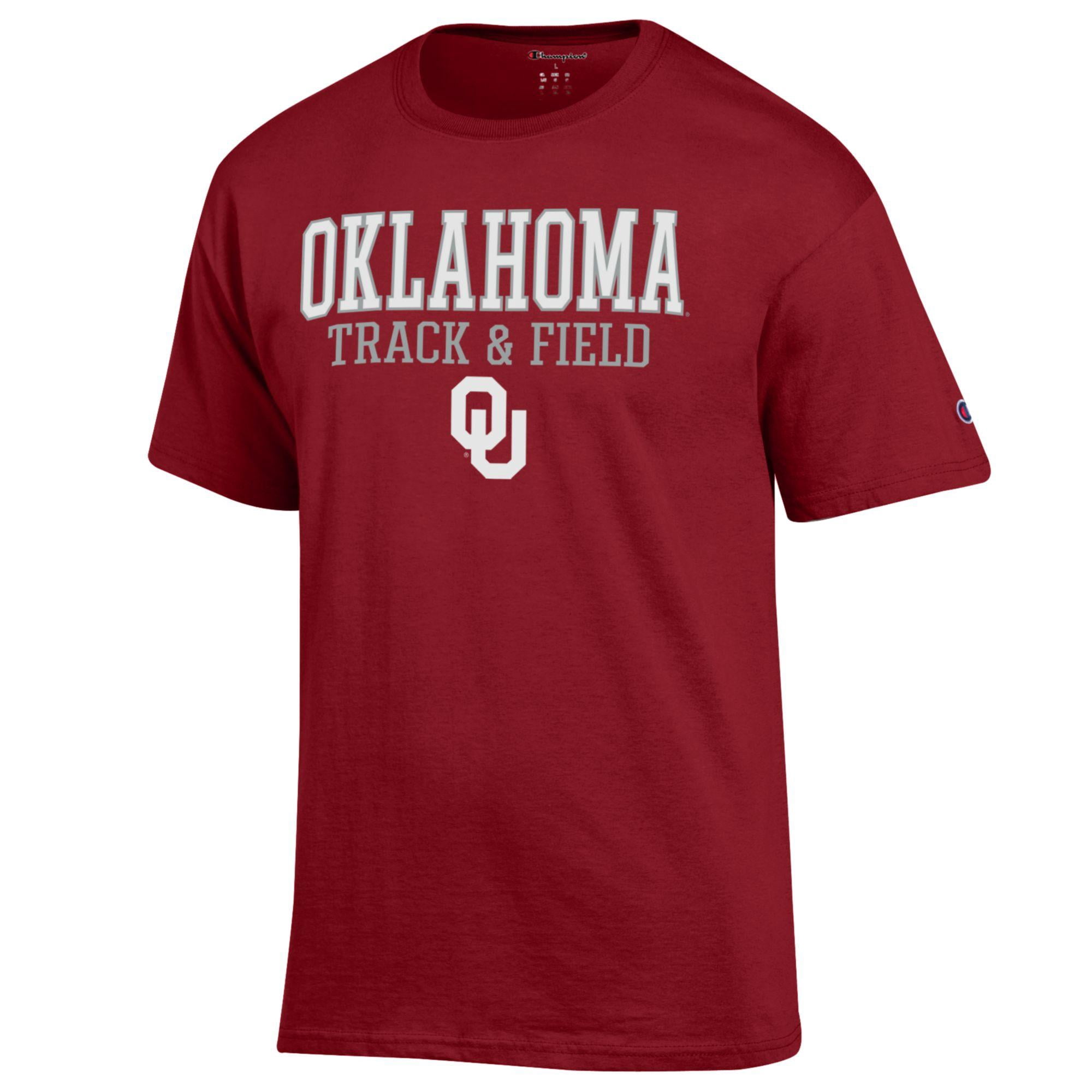 Men's Champion  Crimson Oklahoma Sooners Track & Field Stack T-Shirt
