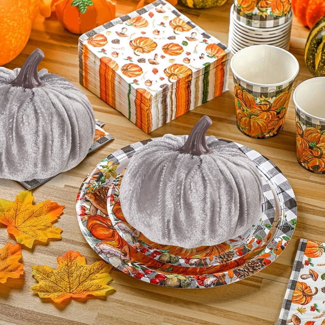 Decoración de Halloween y Acción de Gracias con Forma de Calabaza de Tela | Decoración de Escritorio de Terciopelo Dorado | Gris | 1 Unidad | 8 X 7 X 7 Cm | Decoración Otoñal para El Hogar