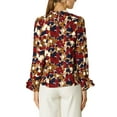 thumbnail image 4 of INSPIRE CHIC Women's Floral Tie V Neck Vintage Ruffle Trumpet Long Sleeve Top XL Red, 4 of 9