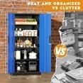 thumbnail image 6 of SOLAURA 71" Metal Garage Storage Cabinet with Locking Doors and Adjustable Shelves for Home, Office(Black Blue), 6 of 7