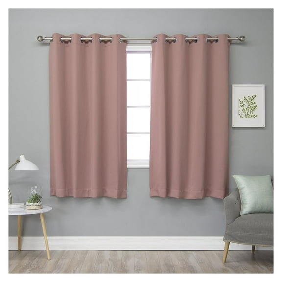 Blackout Curtain Panels - Premium Thermal Insulated Window Treatment Blackout Drapes for Bedroom - Silver Stainless Steel Grommet Top – Mauve - 52" W x 63" L - (Set of 2 Panels)