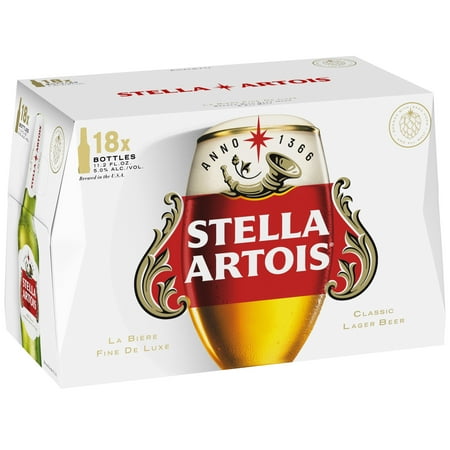 Stella Artois Premium Beer 18 pack 11.2 fl oz Glass Bottles 5% ABV