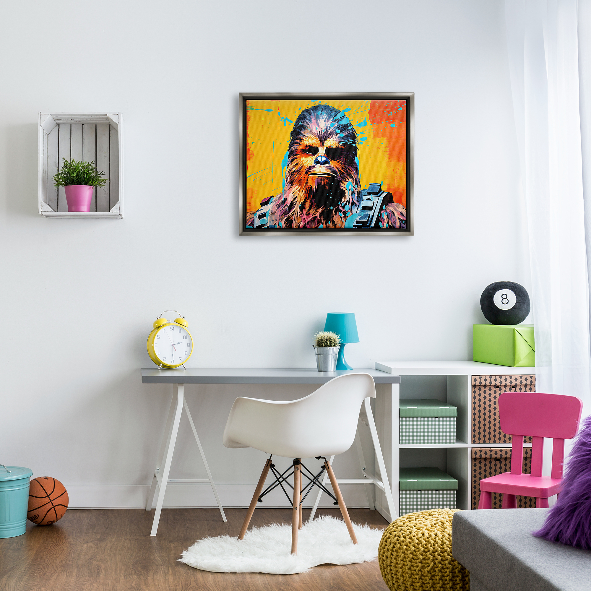 Stupell Industries Urban Splash Sci-Fi Creature Fairy Tales & Fantasy Painting Gray Floater Framed Canvas Art Print Wall Art, 31 x 25