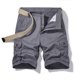thumbnail image 2 of Pantalones cortos de carga recortados con bolsillos con botones y cremallera sólida informal para hombre Pompotops oipoqjl41364, 2 of 3