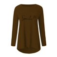 thumbnail image 4 of TSADFHJI Woman Tops Fall Womens Solid Long Sleeve Irregular Sweatshirt Loose Print Pullover Tops Blouse L Coffee, 4 of 5