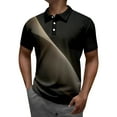 thumbnail image 2 of Men Polo Shirts Short Sleeve Striped Digital 3D Printing Lapel T Shirt Button Summer Stylish Casual Polos for Men Silver XL, 2 of 4