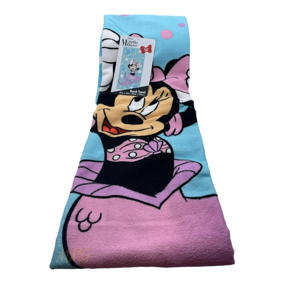 Beach Towel 27 in x 54 in - Minnie Mouse