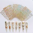 thumbnail image 1 of 8 hojas de pegatinas adhesivas para decoración de uñas, diferentes láser dorado y, 1 of 5