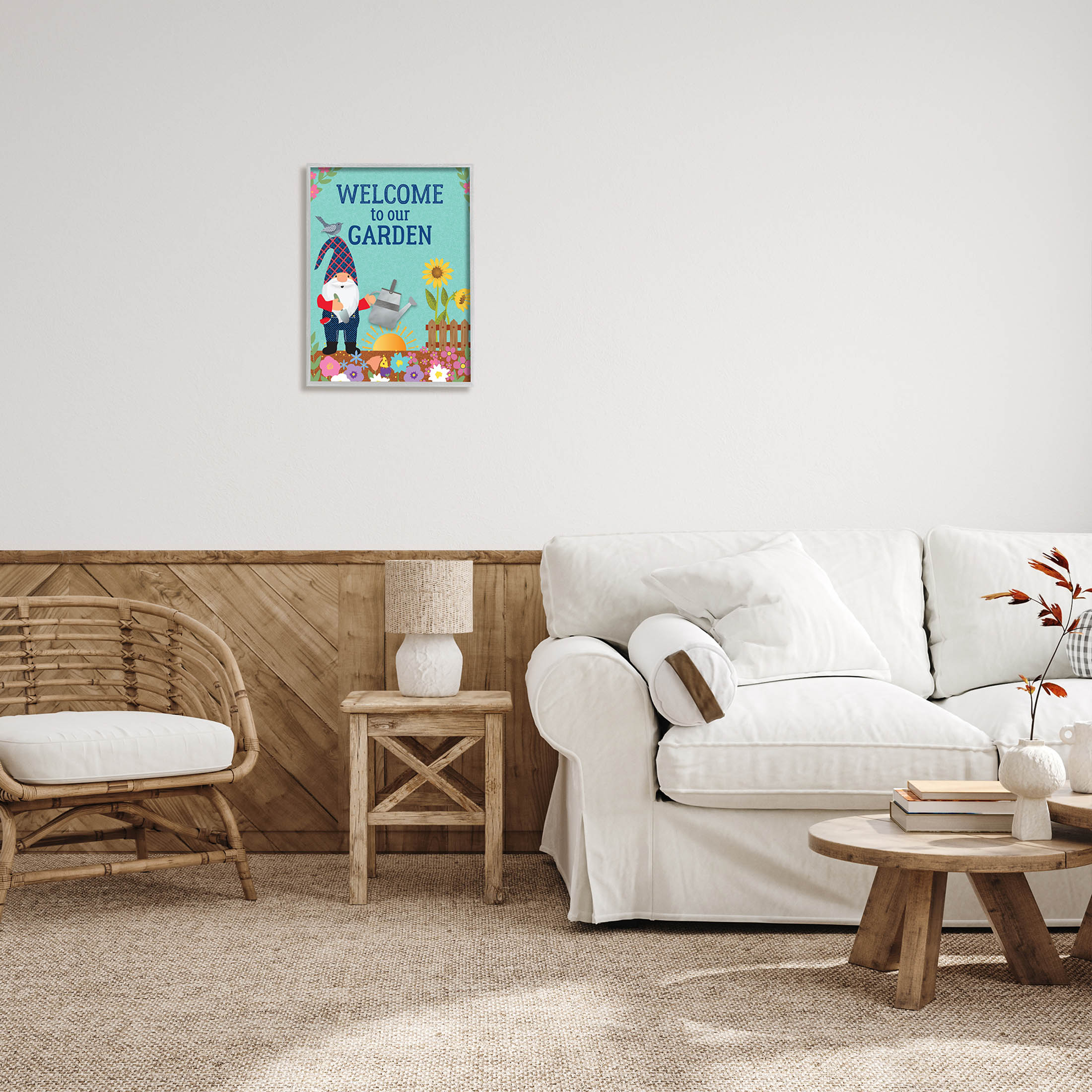 Welcome To Our Garden Phrase Fairy Tales & Fantasy Graphic Art Gray Framed Art Print Wall Art