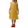 thumbnail image 1 of Tranfacy Robe d'Été pour Filles, Robe Sans Manches pour Tout-Petites Filles, Robe Sans Manches à Col Rond en Lin Uni pour Enfants d'Âge Moyen avec Laçage au Dos, 1 of 5
