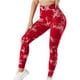 thumbnail image 1 of Leggings sin costuras para mujer, pantalones largos elásticos de cintura alta de fibra de poliuretano de nailon para Fitness, color rojo S, 1 of 6