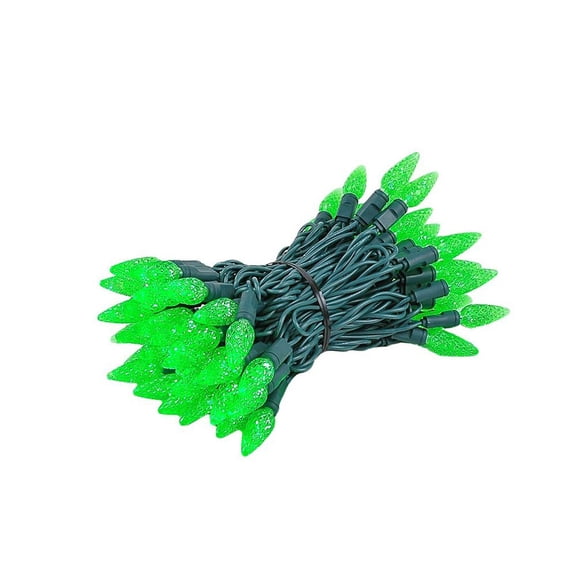 Novelty Lights C6 Coaxial 4-Pack 24 Feet 70 TrueTwinkle® Green LED Christmas String, Commercial Grade Green Wire