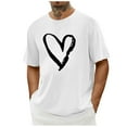 thumbnail image 2 of UVEASISHA Valentines Day Shirt Men Short Sleeve Crewneck Heart Graphic Tees Spring Summer Casual Regular Fit Vacation T-Shirts White XXL, 2 of 5